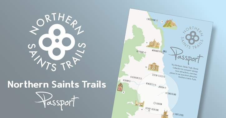 The Northern Saints Trail logo and an image of the actual passport